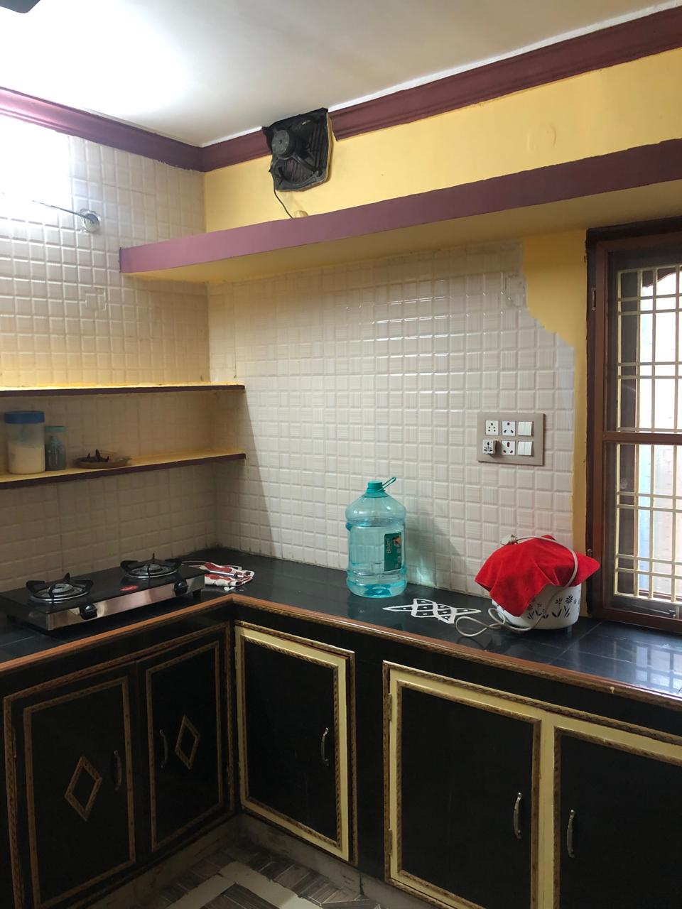 Kitchen with two-burner gas stove